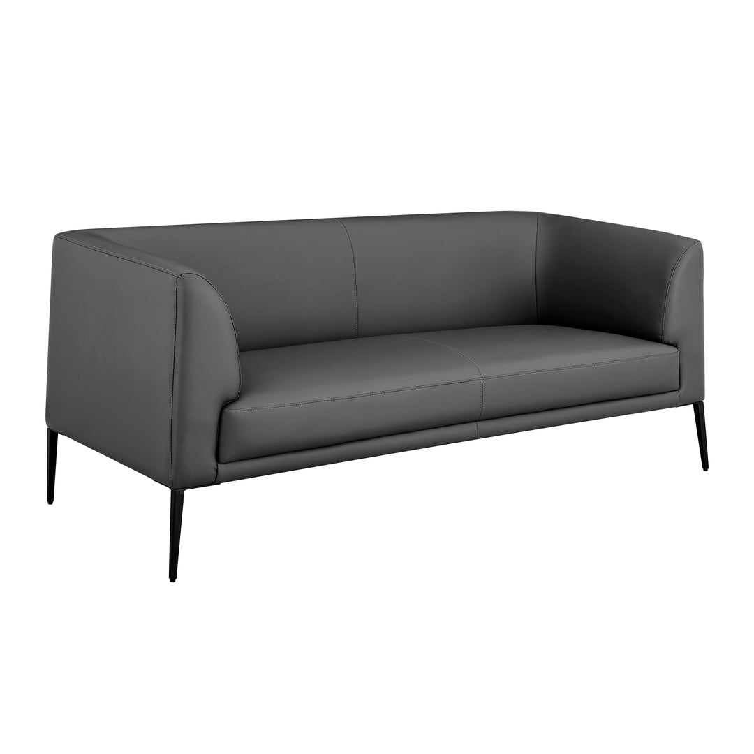 Matias Loveseat in Gray Leatherette with Matte Black Legs - Euro Style - AmericanHomeFurniture