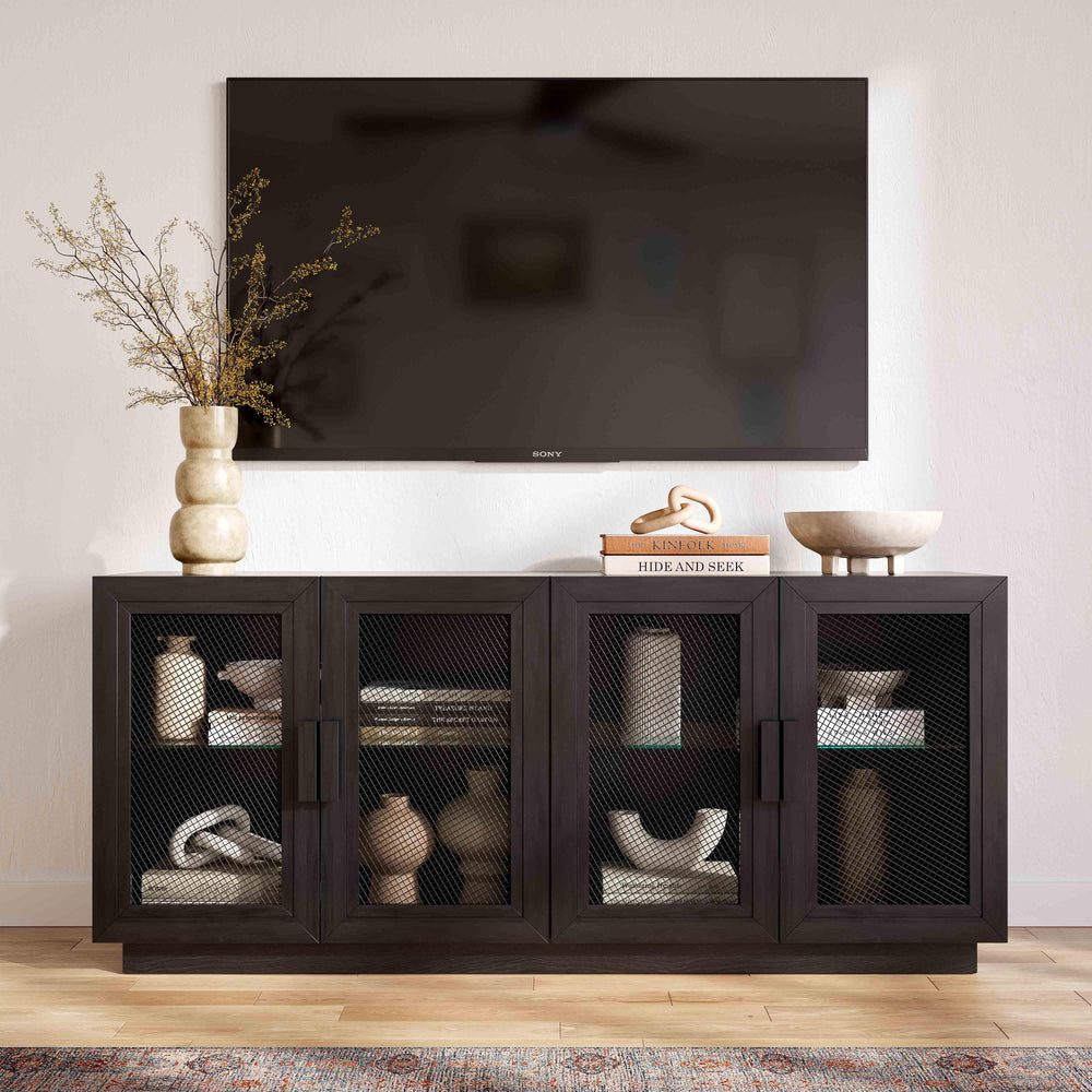 American Home Furniture | TOV Furniture - Nolan Black Wood Media Console