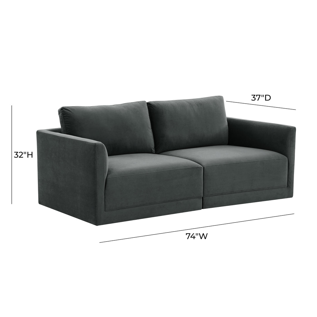 American Home Furniture | TOV Furniture - Willow Charcoal Modular Loveseat