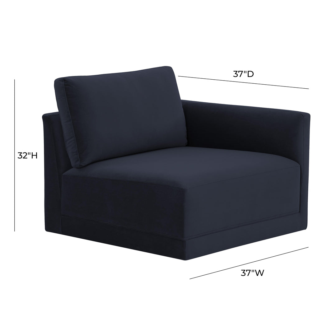 American Home Furniture | TOV Furniture - Willow Navy RAF Corner Chair