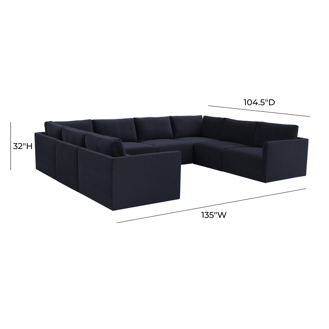 American Home Furniture | TOV Furniture - Willow Navy Modular Large U Sectional