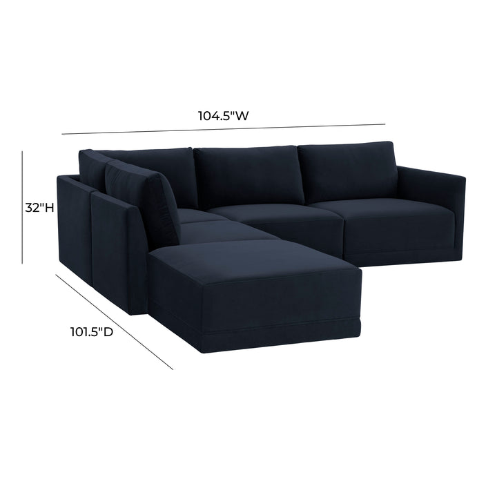 American Home Furniture | TOV Furniture - Willow Navy Modular LAF Sectional