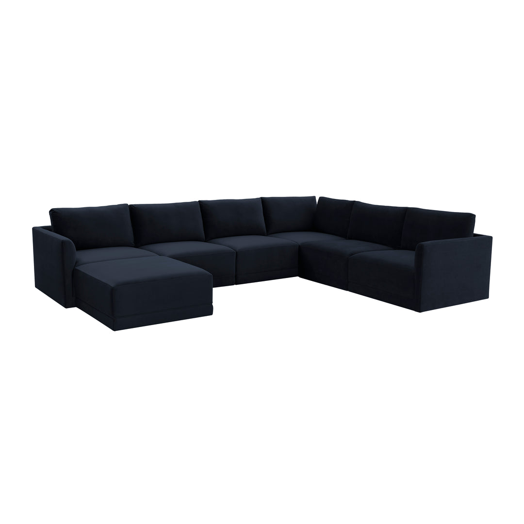 American Home Furniture | TOV Furniture - Willow Navy Modular Large Chaise Sectional