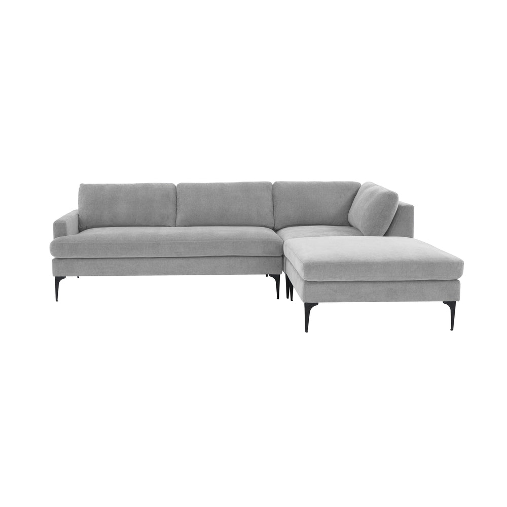 American Home Furniture | TOV Furniture - Serena Gray Velvet RAF Chaise Sectional with Black Legs