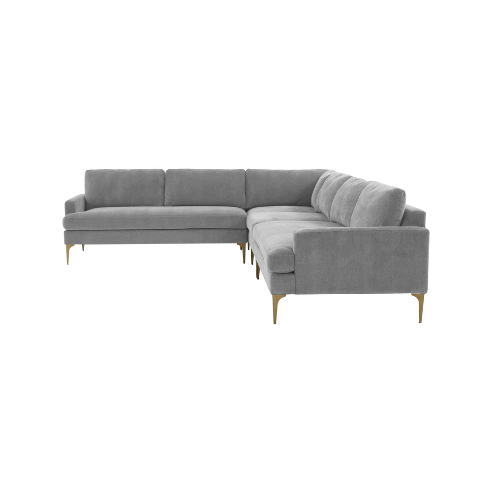 American Home Furniture | TOV Furniture - Serena Gray Velvet Large L-Sectional