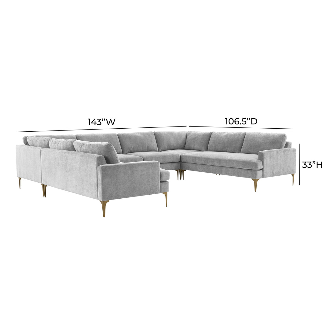 American Home Furniture | TOV Furniture - Serena Gray Velvet U-Sectional
