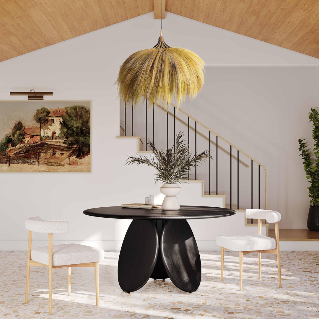 American Home Furniture | TOV Furniture - Emil Black Oak Round Dining Table