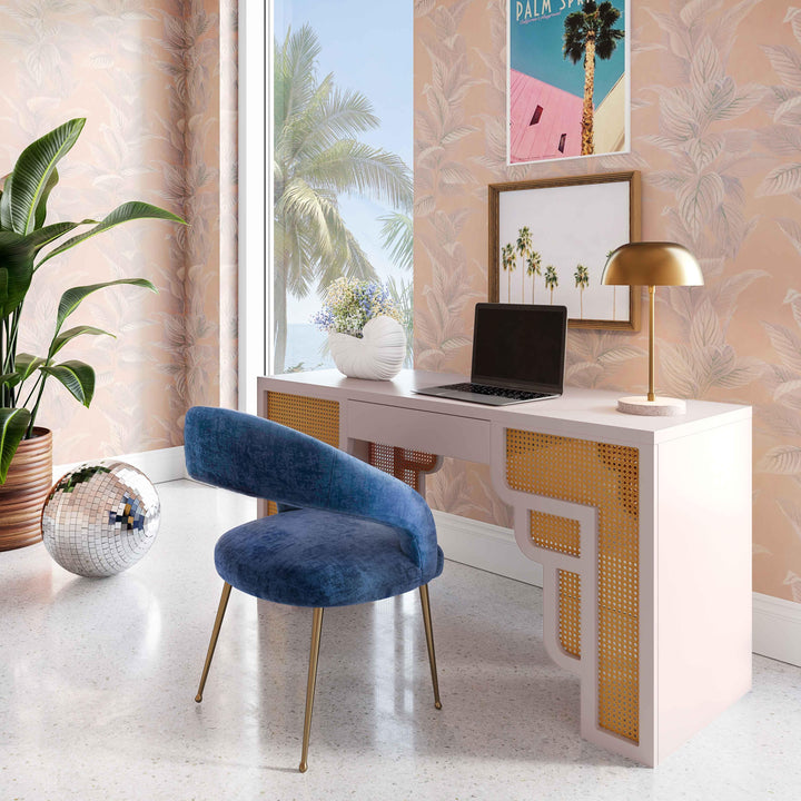 American Home Furniture | TOV Furniture - Suzie Cream & Rattan Executive Desk