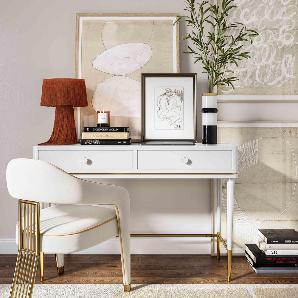 American Home Furniture | TOV Furniture - Mariah Two Drawer Off-White Desk