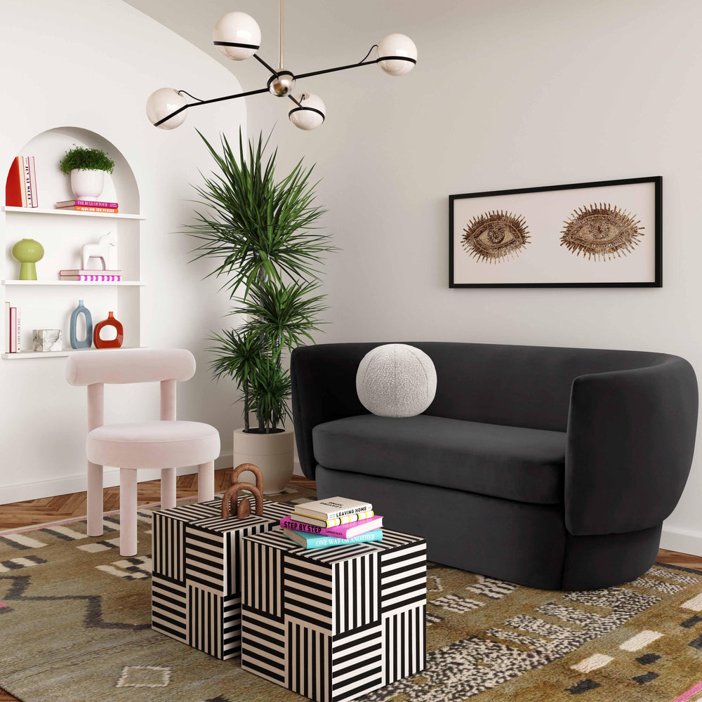 American Home Furniture | TOV Furniture - Isabella Black Velvet Loveseat