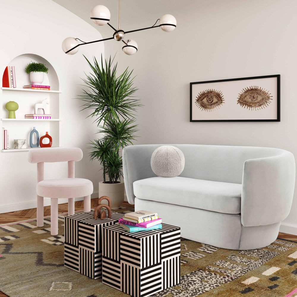 American Home Furniture | TOV Furniture - Isabella Light Grey Velvet Loveseat