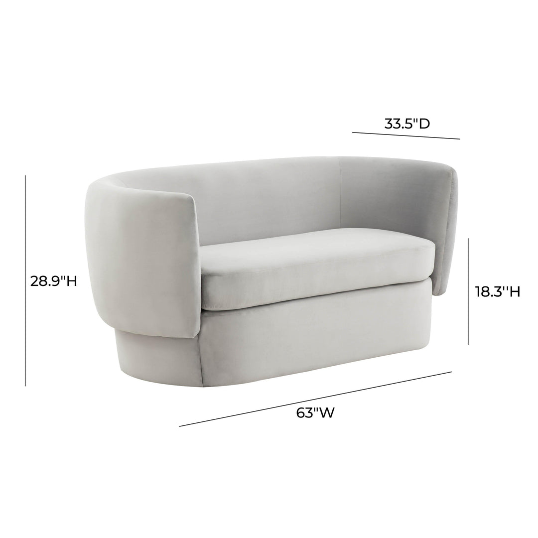 American Home Furniture | TOV Furniture - Isabella Light Grey Velvet Loveseat