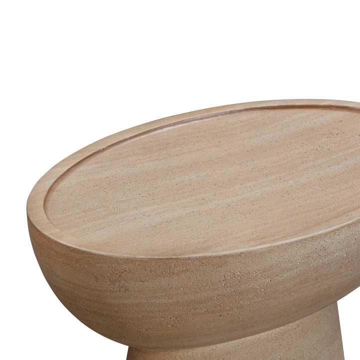 American Home Furniture | TOV Furniture - Eclipse Textured Faux Travertine Indoor / Outdoor Side Table