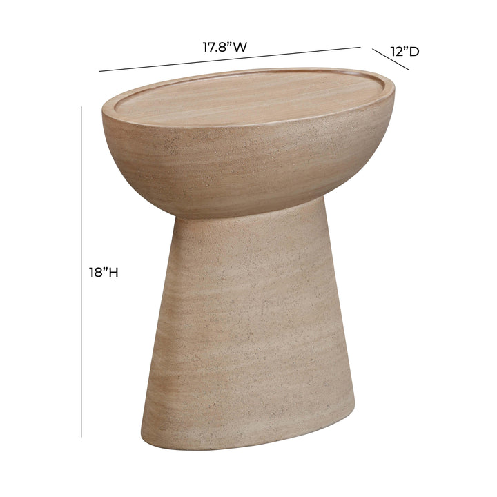 American Home Furniture | TOV Furniture - Eclipse Textured Faux Travertine Indoor / Outdoor Side Table