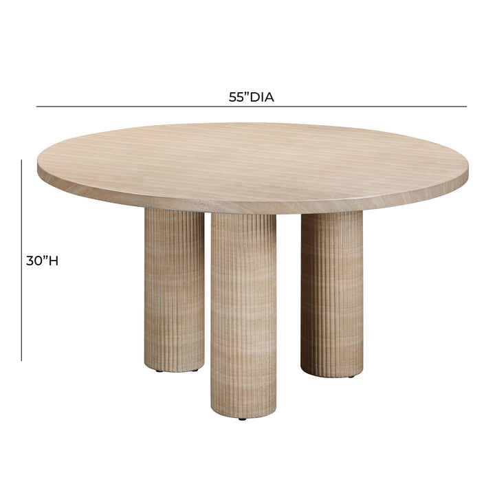 American Home Furniture | TOV Furniture - Patti Textured Faux Travertine Indoor / Outdoor Round Dining Table