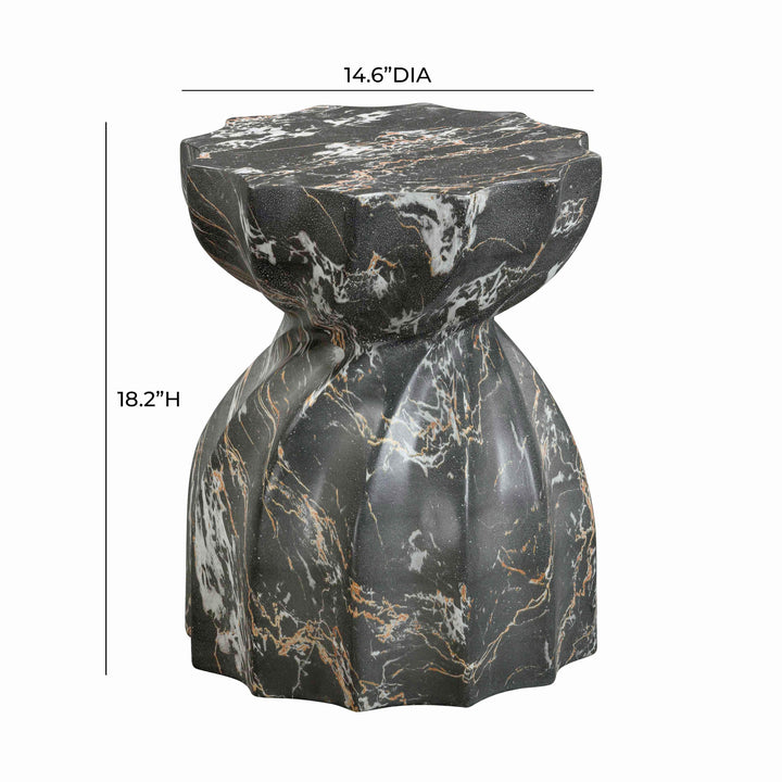American Home Furniture | TOV Furniture - Turin Black Faux Marble Indoor / Outdoor Concrete Stool
