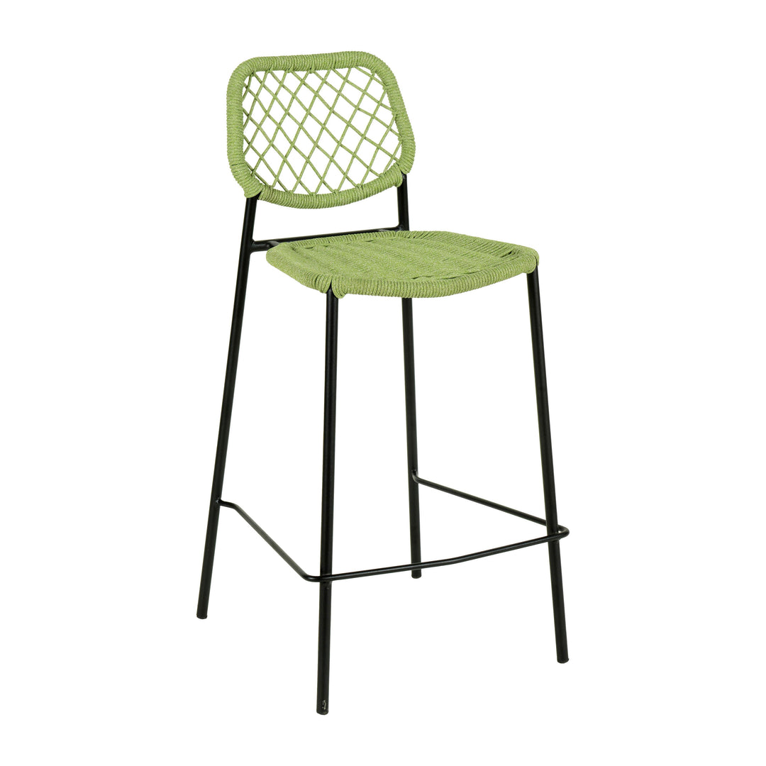 American Home Furniture | TOV Furniture - Lucy Green Dyed Cord Outdoor Counter Stool