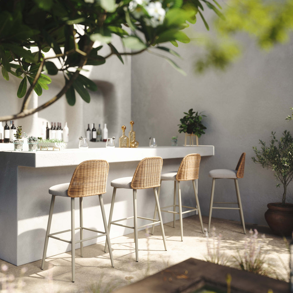 American Home Furniture | TOV Furniture - Alexa Cream Outdoor Barstool