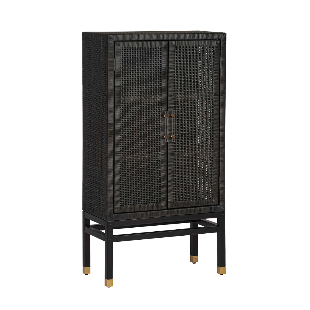 American Home Furniture | TOV Furniture - Amara Charcoal Woven Rattan Cabinet