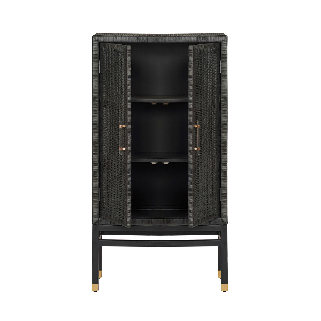 American Home Furniture | TOV Furniture - Amara Charcoal Woven Rattan Cabinet