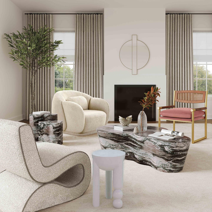 American Home Furniture | TOV Furniture - Slab Grey/Blush Faux Marble Coffee Table