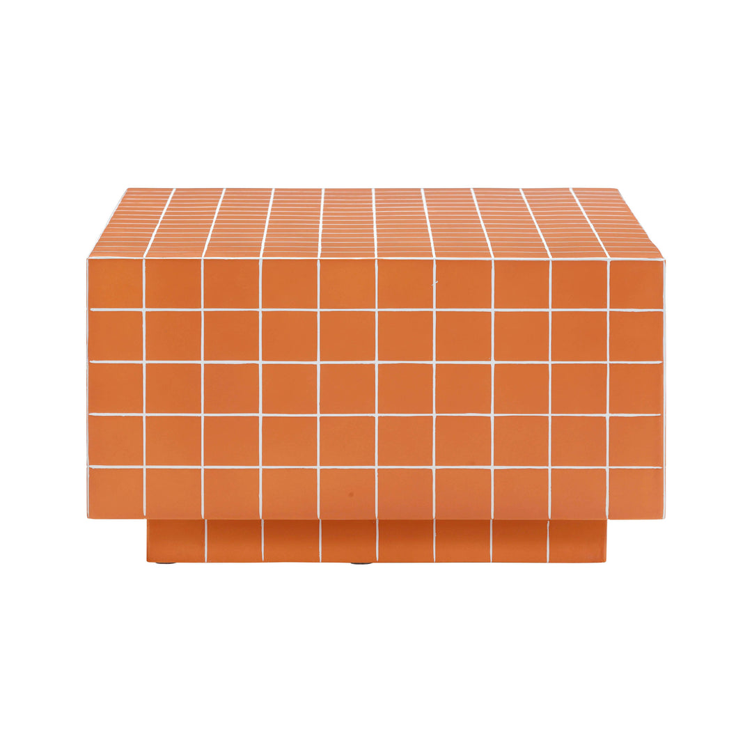 American Home Furniture | TOV Furniture - Mixie Brick Orange Tile Indoor / Outdoor Coffee Table