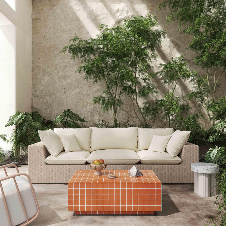 American Home Furniture | TOV Furniture - Mixie Brick Orange Tile Indoor / Outdoor Coffee Table