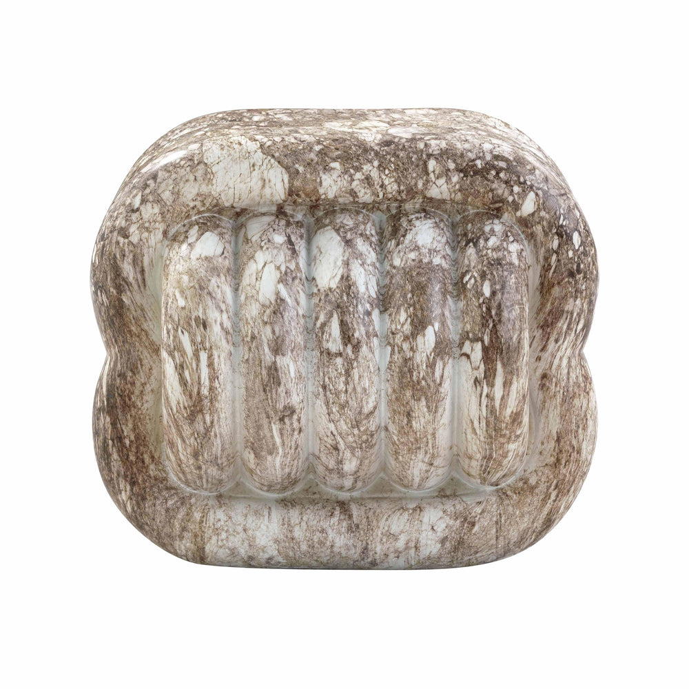 American Home Furniture | TOV Furniture - Love Knot Grey Faux Marble Indoor / Outdoor Accent Stool