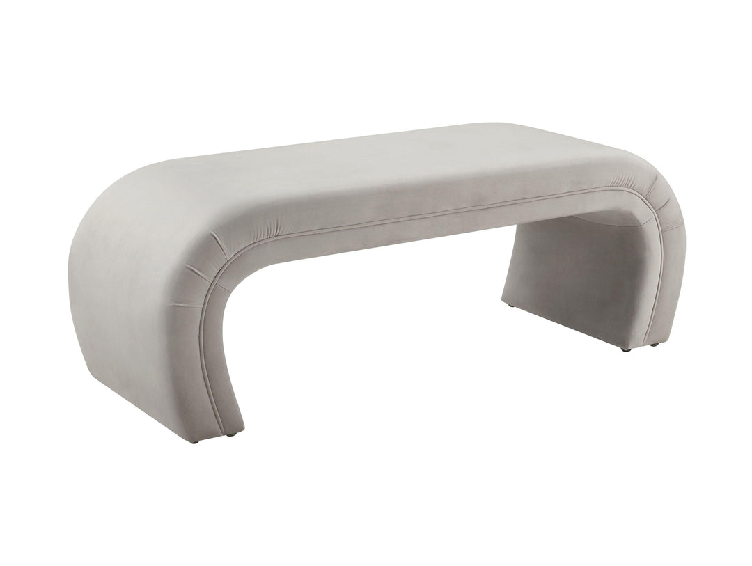 American Home Furniture | TOV Furniture - Kenya Light Grey Velvet Bench