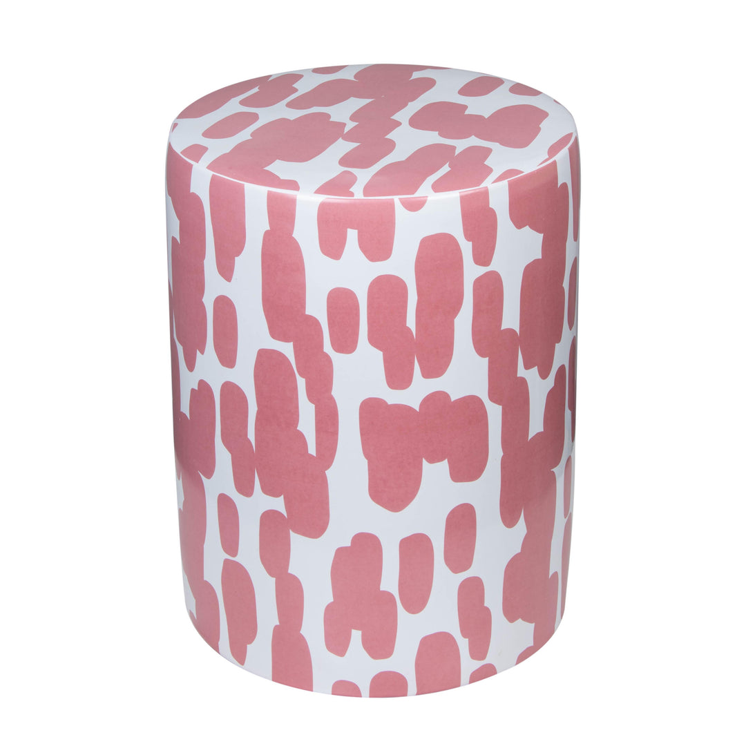 American Home Furniture | TOV Furniture - Taurus Ceramic Stool in Pink Strokes Print