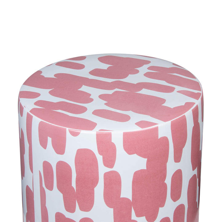 American Home Furniture | TOV Furniture - Taurus Ceramic Stool in Pink Strokes Print