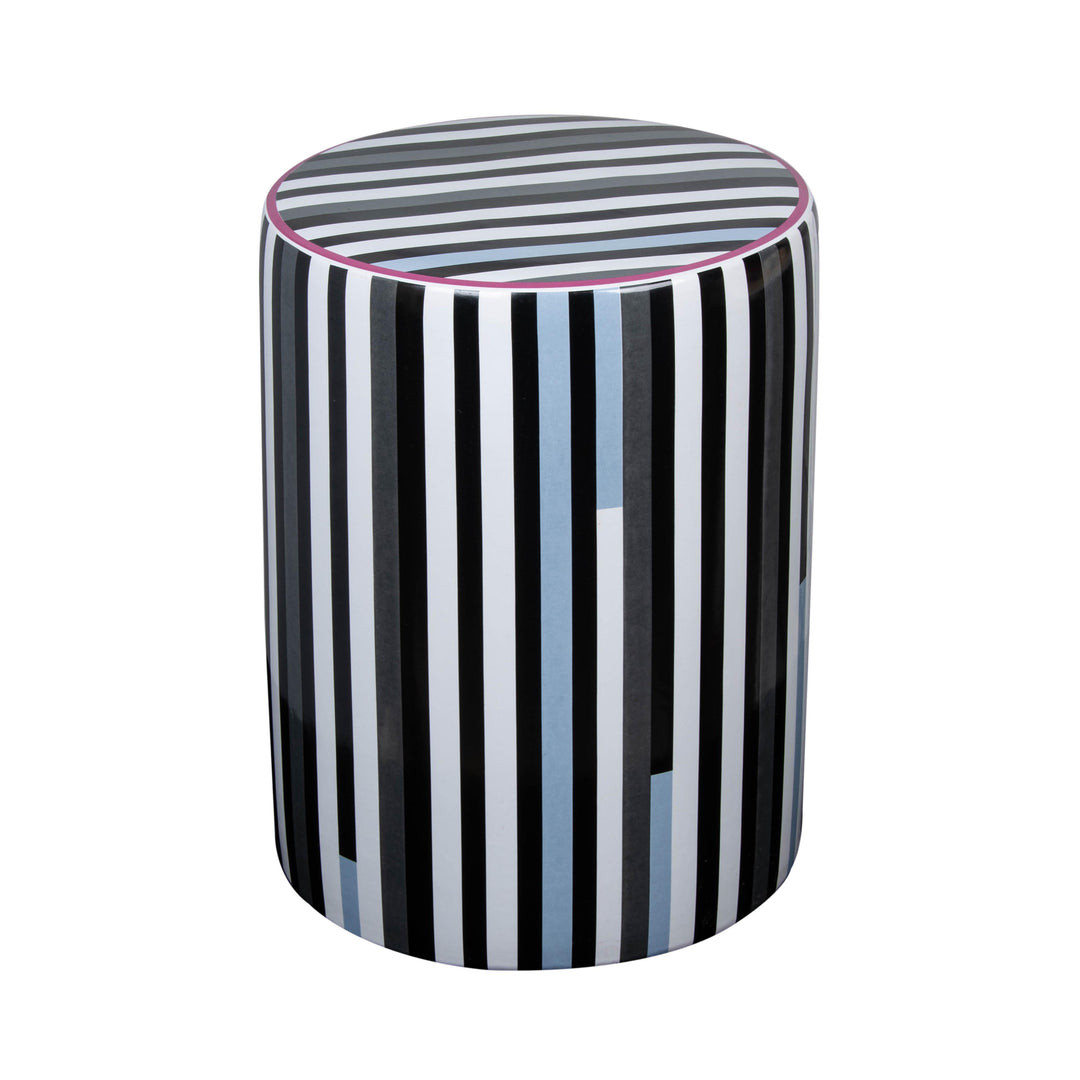 American Home Furniture | TOV Furniture - Taurus Ceramic Stool in Modern Stripes Print