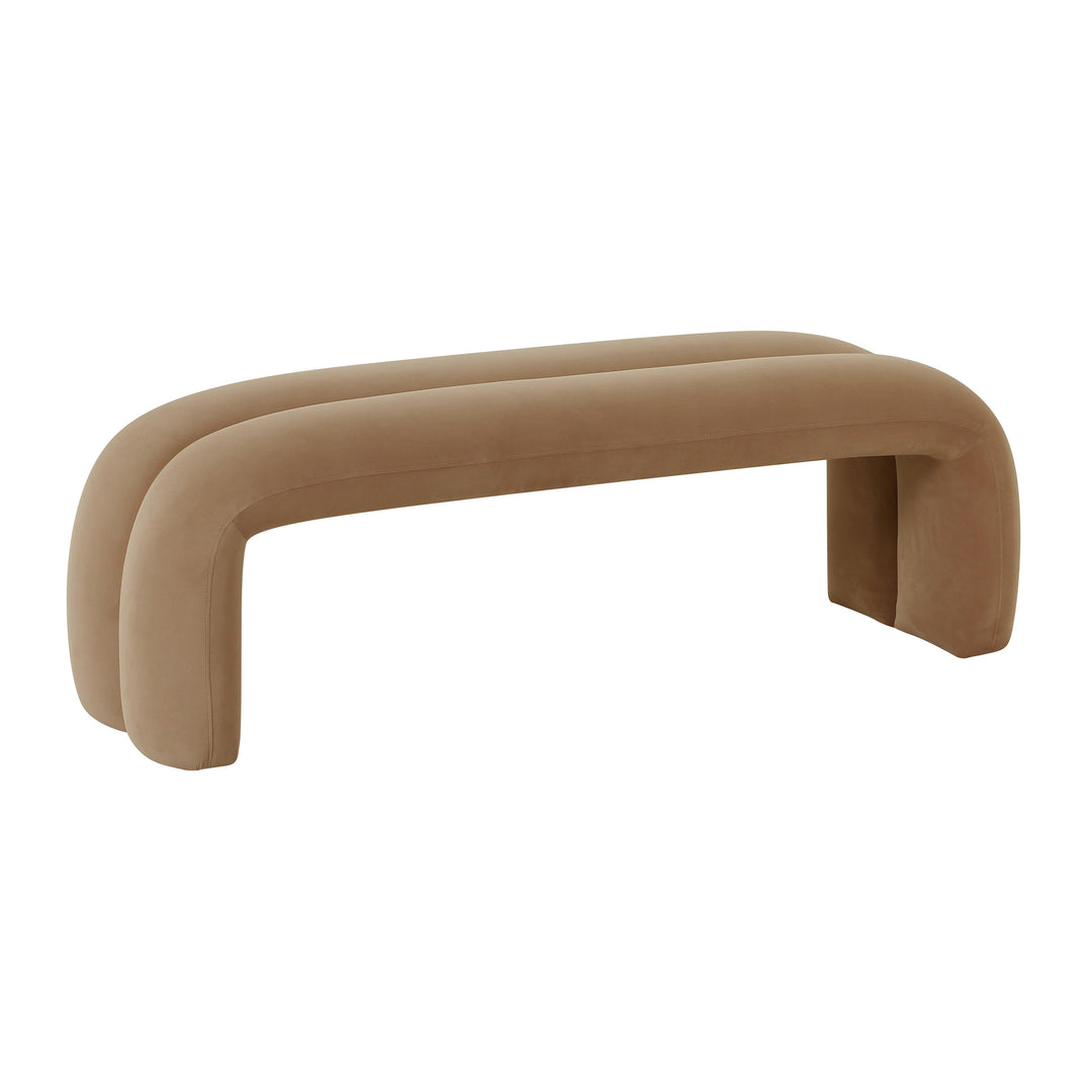 American Home Furniture | TOV Furniture - Leigh Taupe Velvet Channeled Bench
