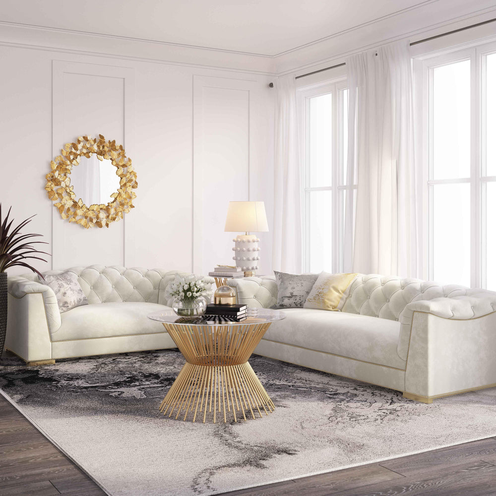 American Home Furniture | TOV Furniture - Farah Cream Velvet Loveseat