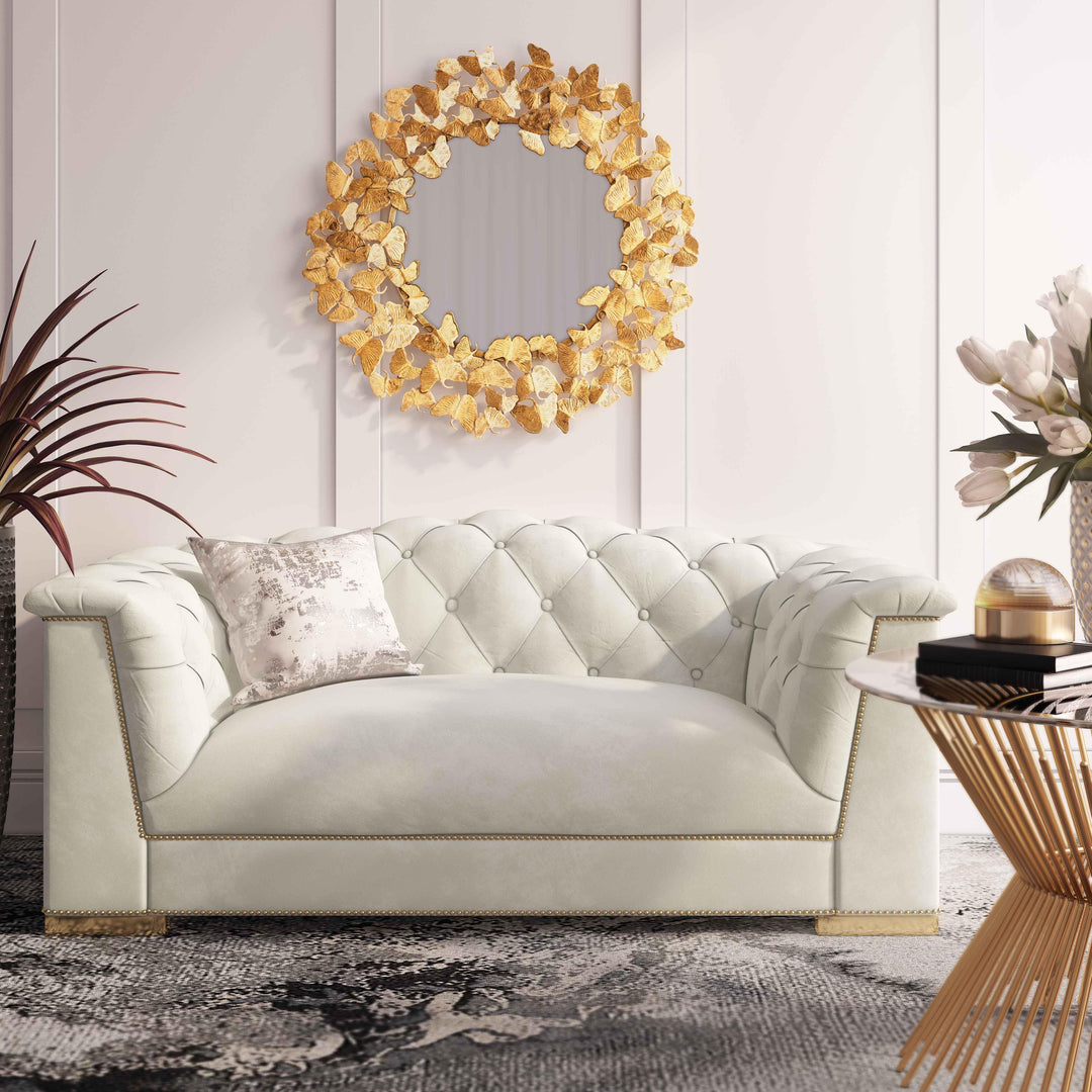 American Home Furniture | TOV Furniture - Farah Cream Velvet Loveseat