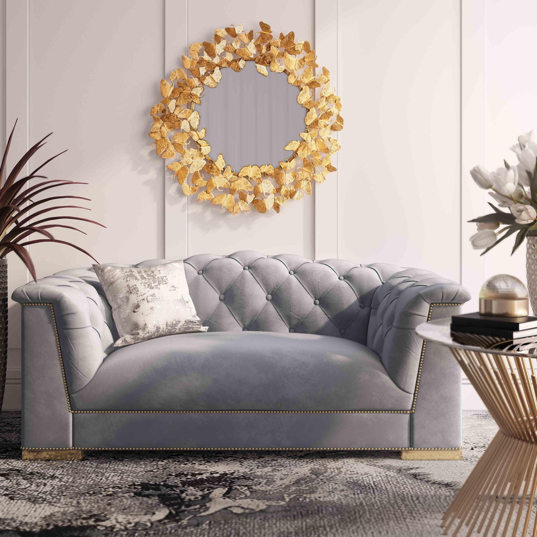 American Home Furniture | TOV Furniture - Farah Grey Velvet Loveseat
