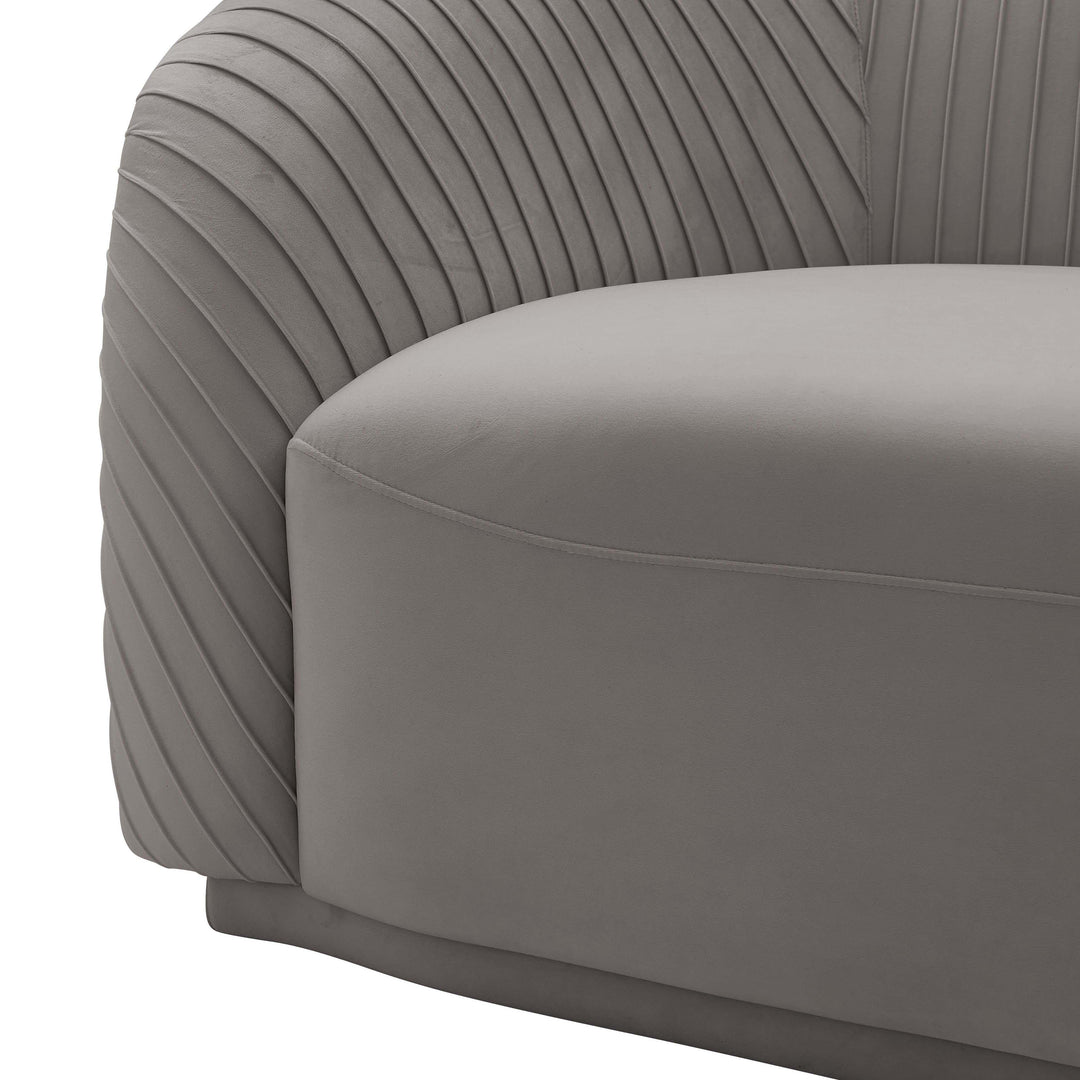 American Home Furniture | TOV Furniture - Yara Pleated Grey Velvet Sofa