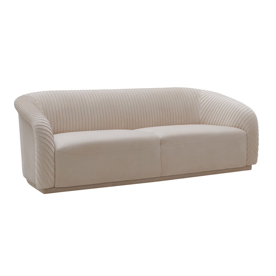 American Home Furniture | TOV Furniture - Yara Pleated Beige Velvet Sofa