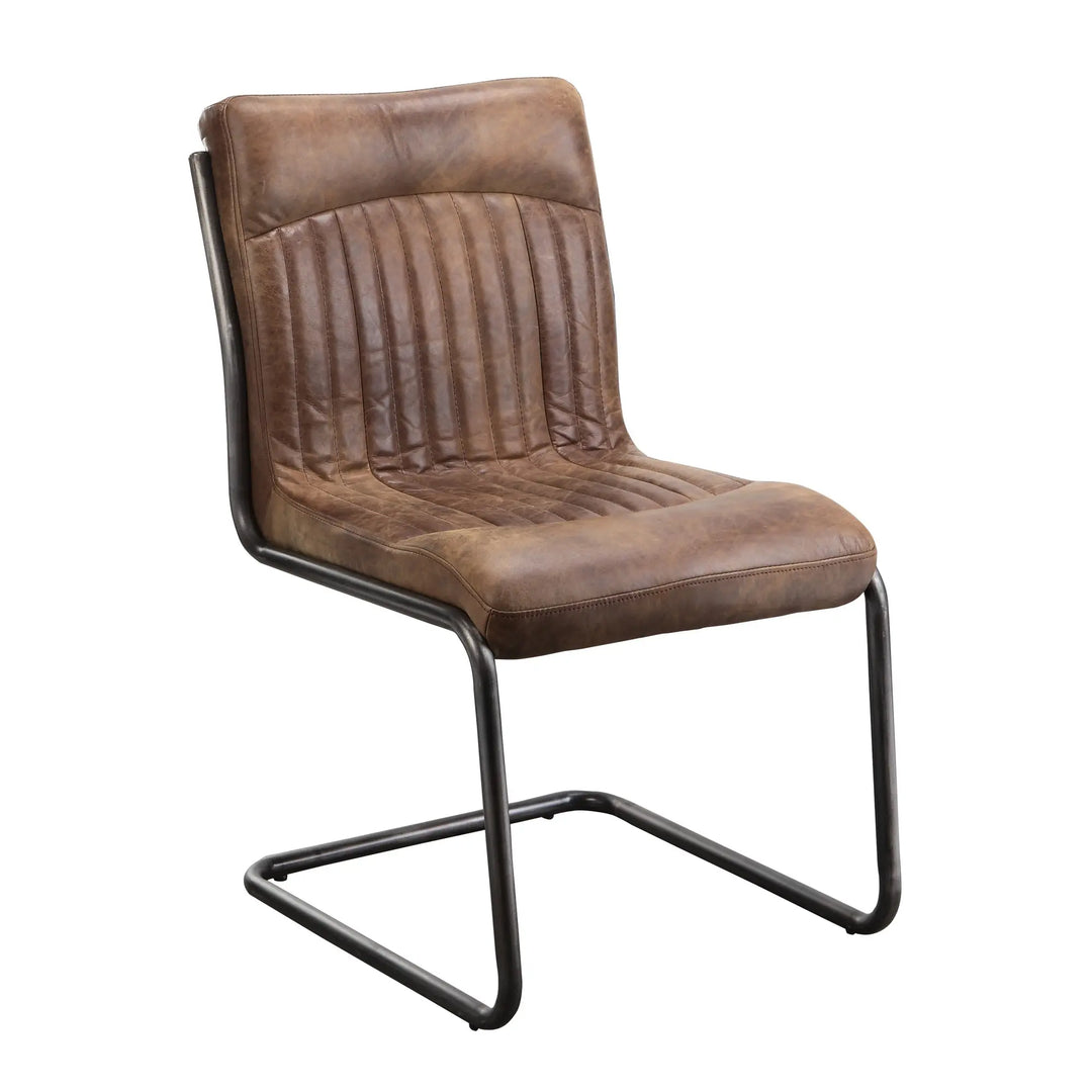Ansel Dining Chair Grazed Brown Leather - Set Of Two - Moe's Home Collection - AmericanHomeFurniture