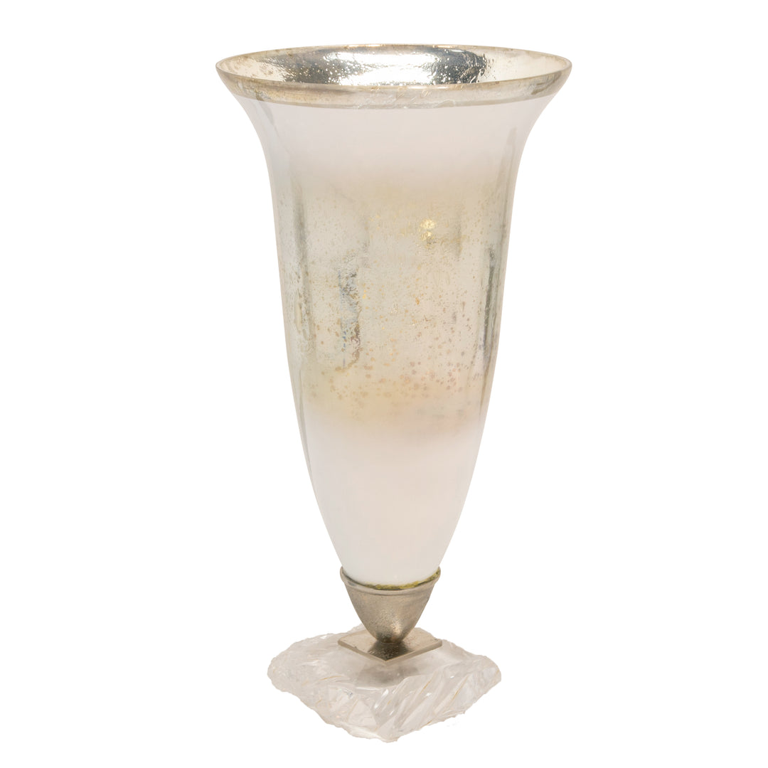 18"h Glass Vase W/ Acrylic Base, Silver-AmericanHomeFurniture