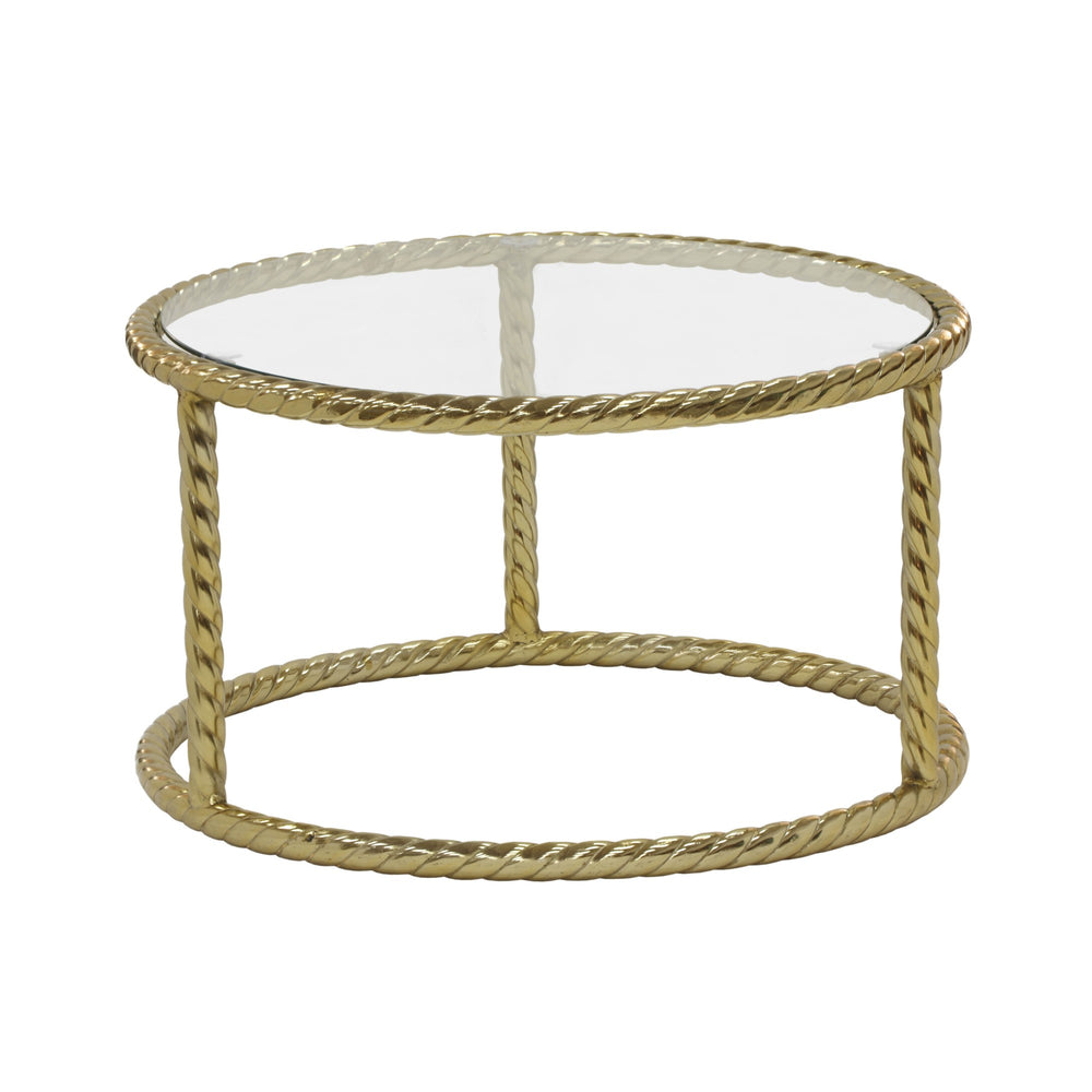 S/2 Metal 22/28" Rope Side Tables, Gold