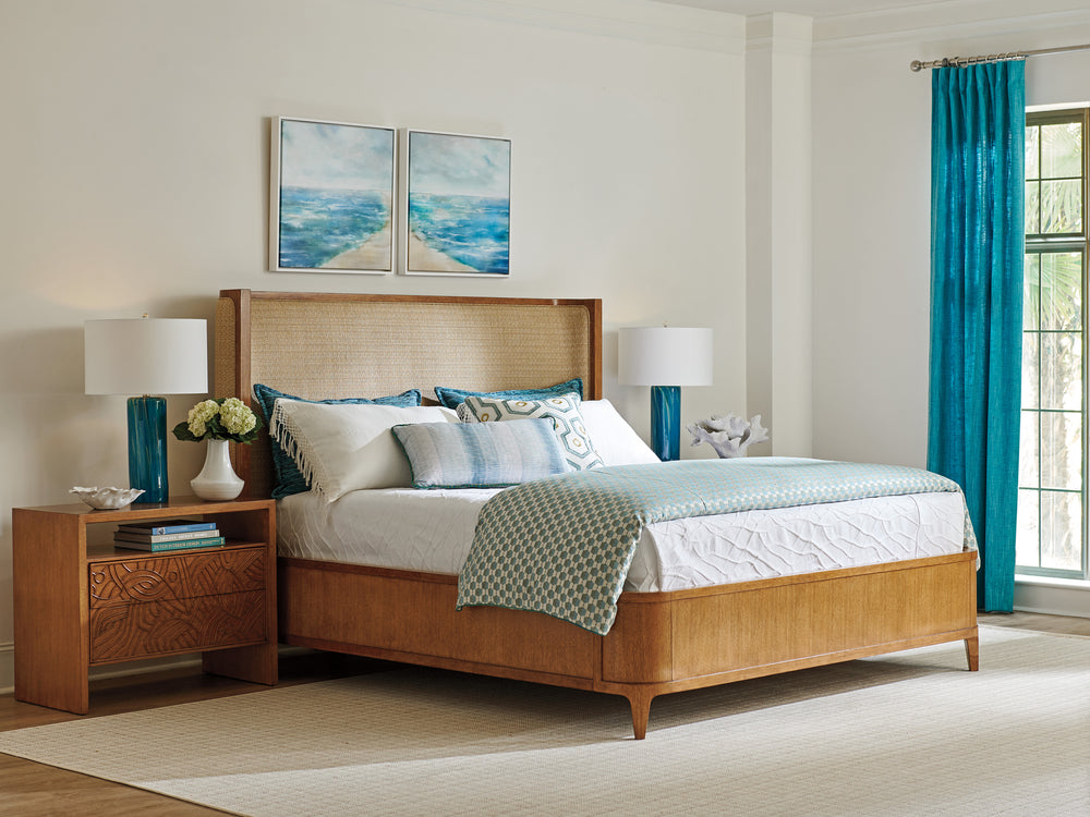 American Home Furniture | Tommy Bahama Home - Palm Desert Villa Park Upholstered Bed