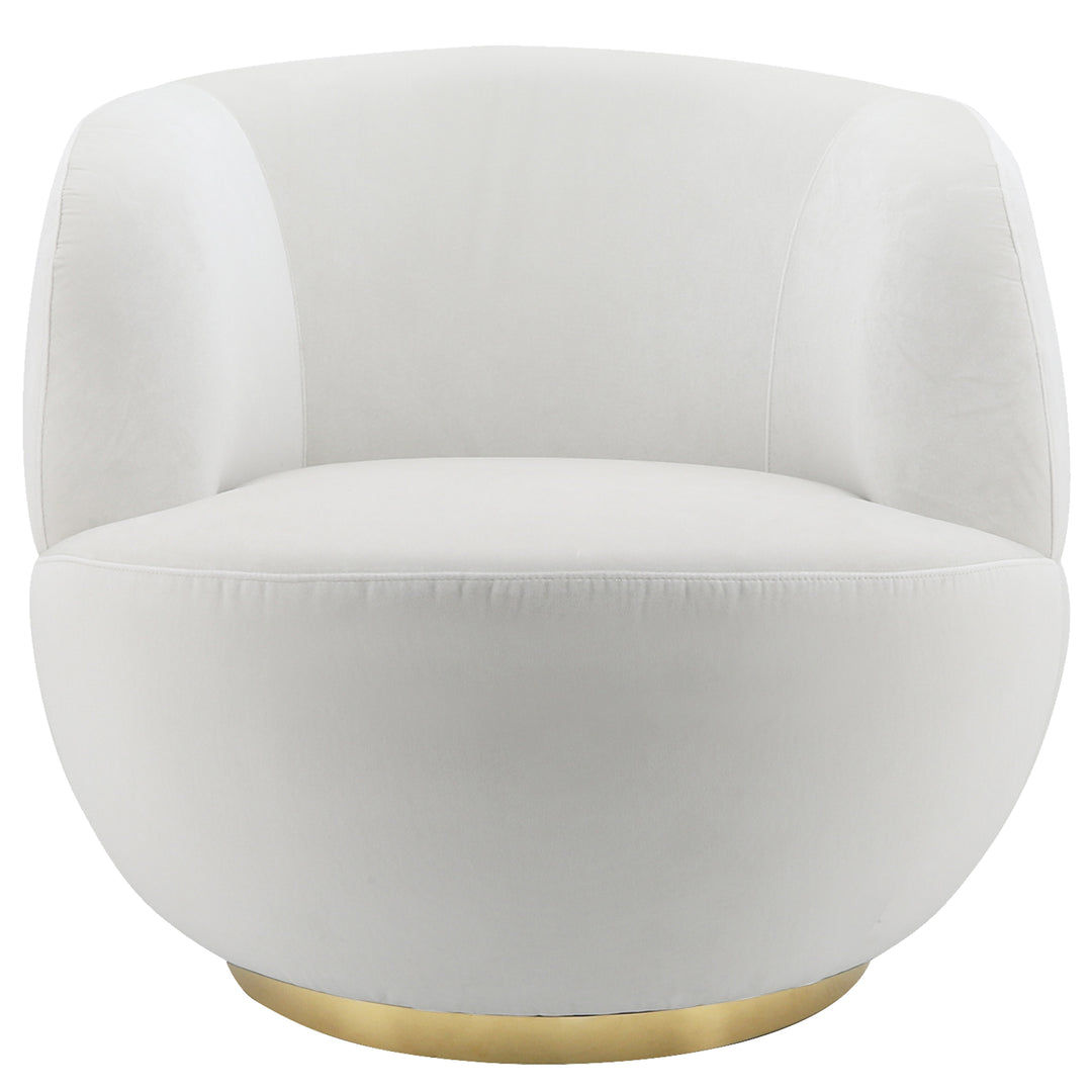 Velveteen Swivel Chair With Gold Base, White