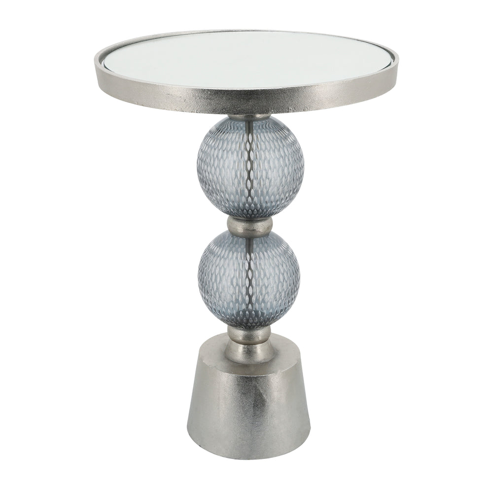Metal, 22"h Orb Side Table, Mirror Top, Gry/brnz
