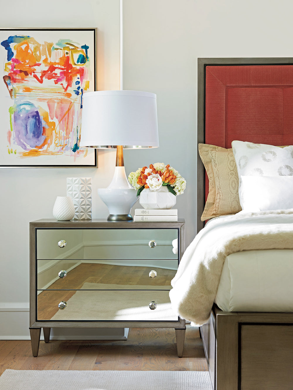 American Home Furniture | Lexington  - Ariana Divonne Mirrored Nightstand