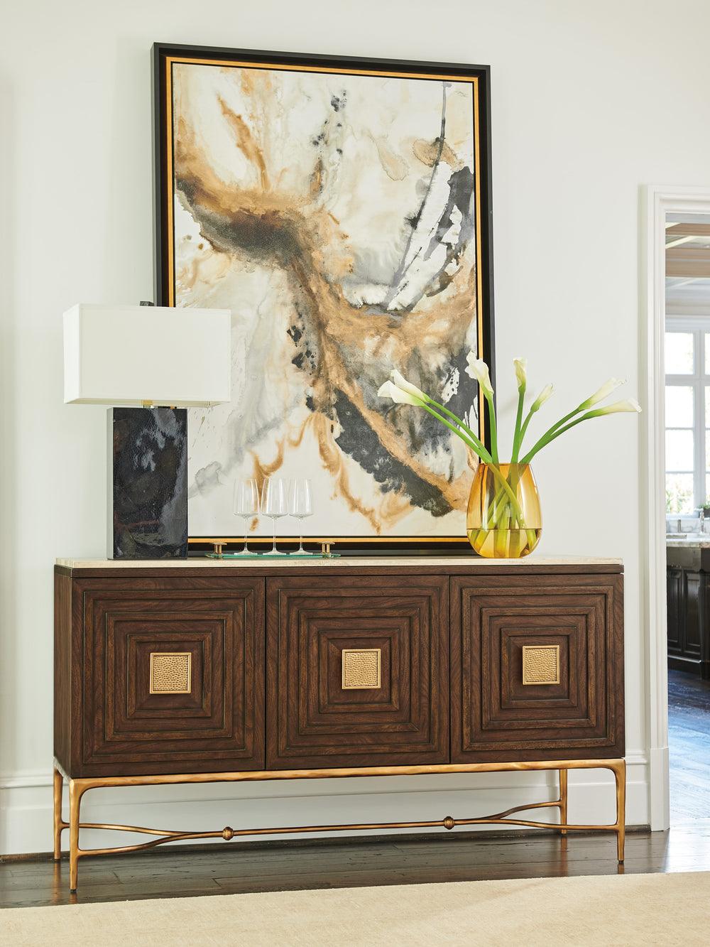American Home Furniture | Lexington  - Silverado Tiburon Sideboard With Stone Top