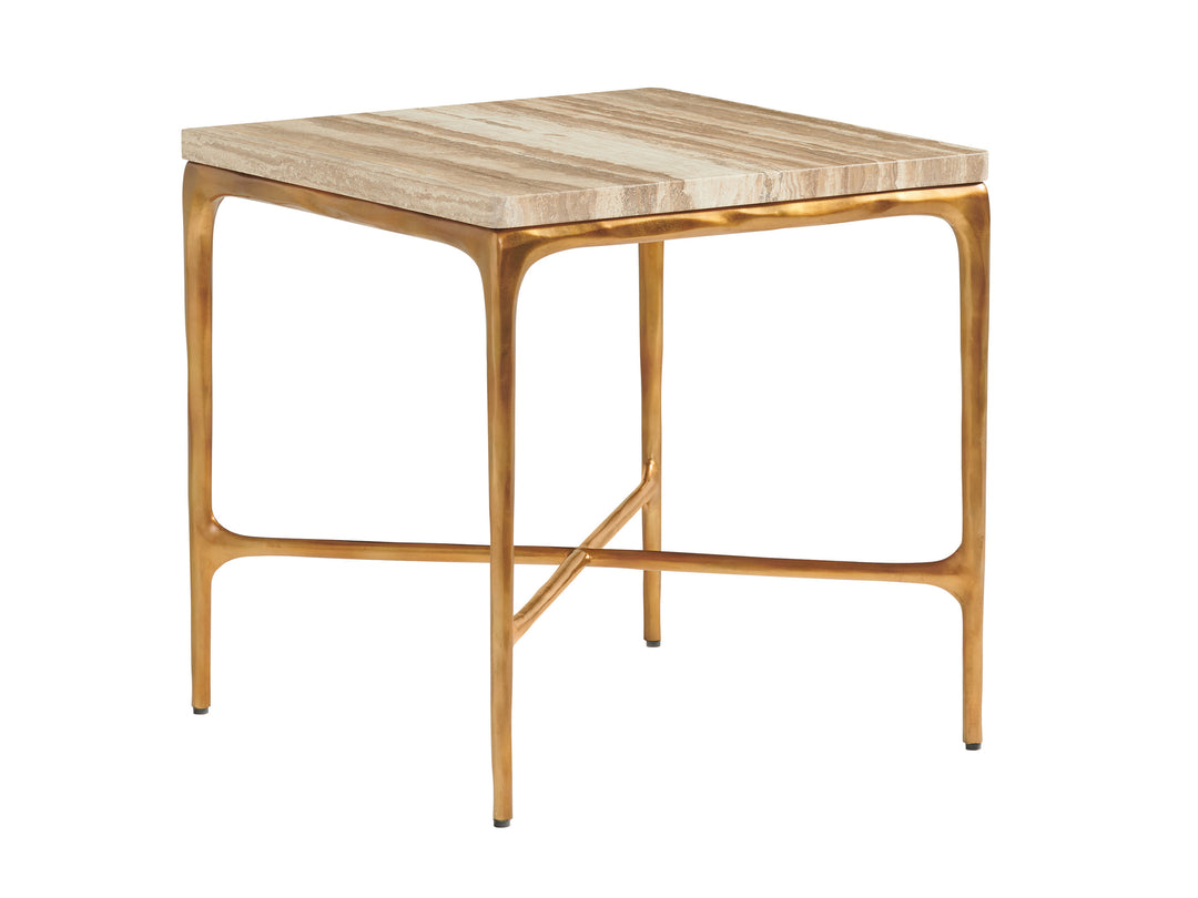 American Home Furniture | Lexington  - Silverado Menlo Park Metal End Table With Stone Top
