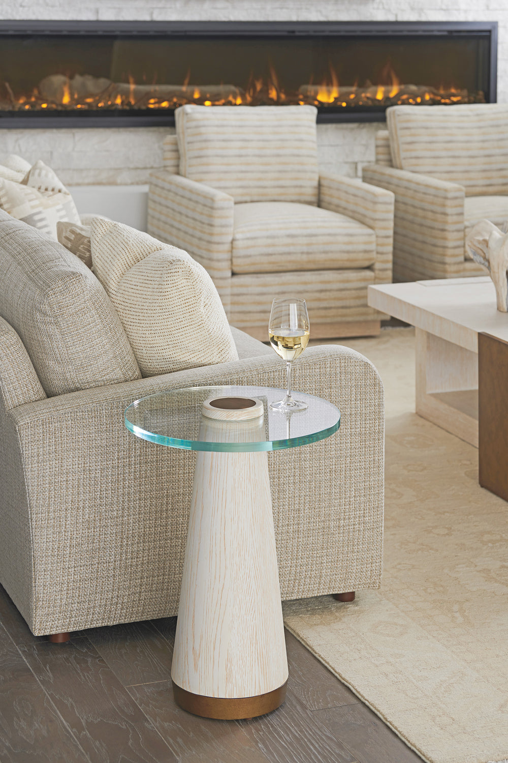 American Home Furniture | Barclay Butera  - Carmel Castlewood Glass Top Accent Table