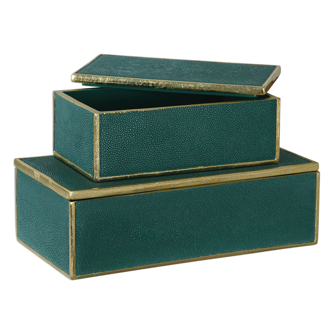 KARIS EMERALD GREEN BOXES SET OF 2 - AmericanHomeFurniture