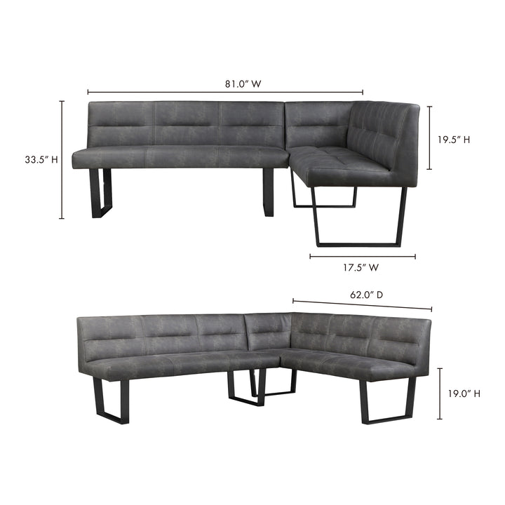 American Home Furniture | Moe's Home Collection - Hanlon Corner Bench Dark Grey